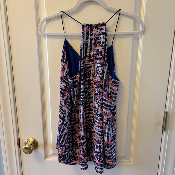 Express Blue Patterned Haltered Top Size Medium - Picture 2 of 6